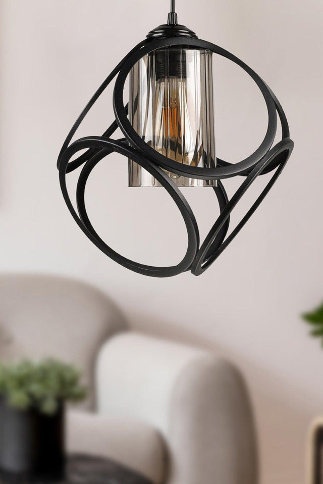 Aydın Single Chandelier Black Smoked Acrylic - Swordslife