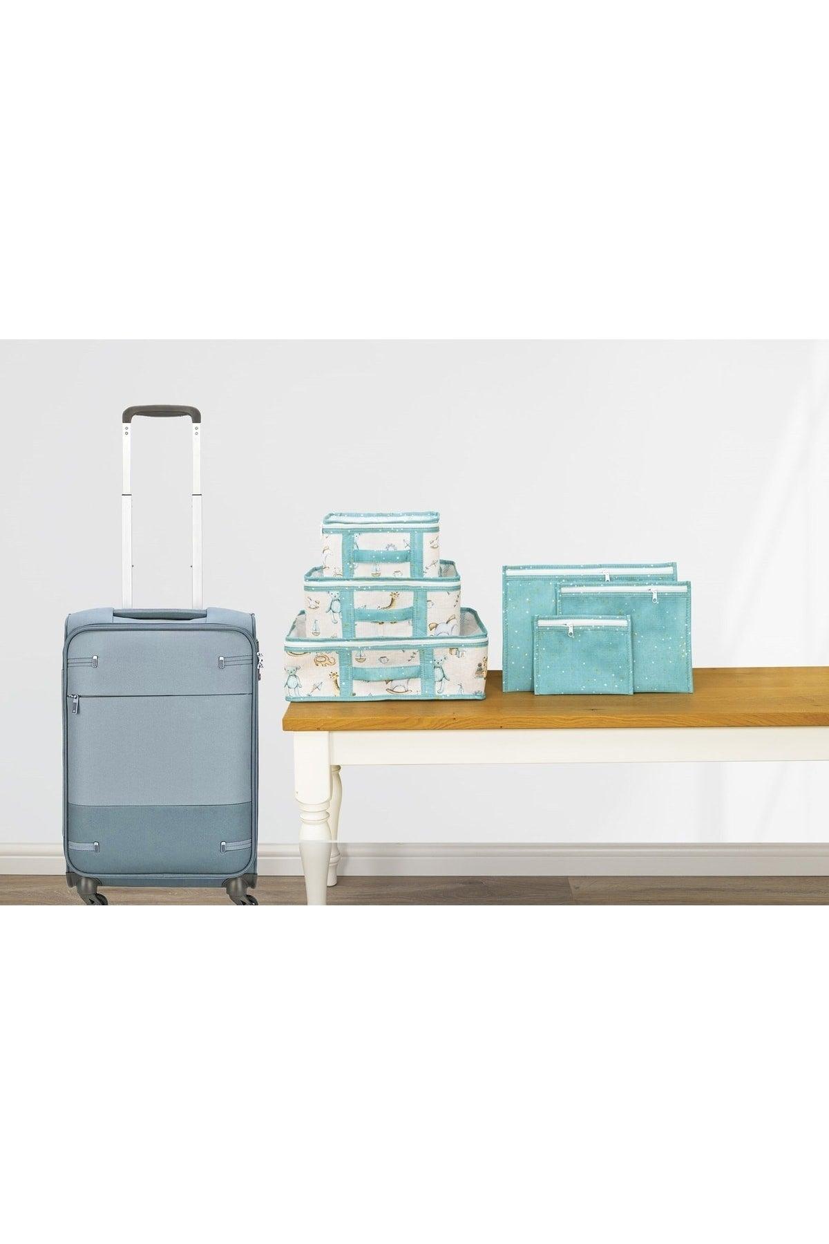 Baby 6 Pcs Luggage Organizer Travel Bag Turquoise 104485 - Swordslife