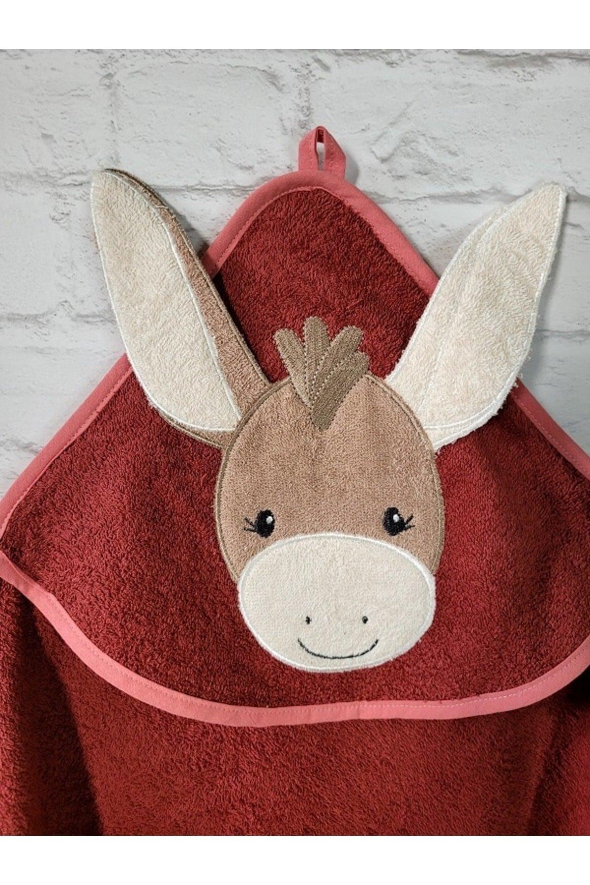 Baby Bath Towel Swaddle 80x80cm-outlet Product-Longear Claret Red/ Longear Donkey - Swordslife