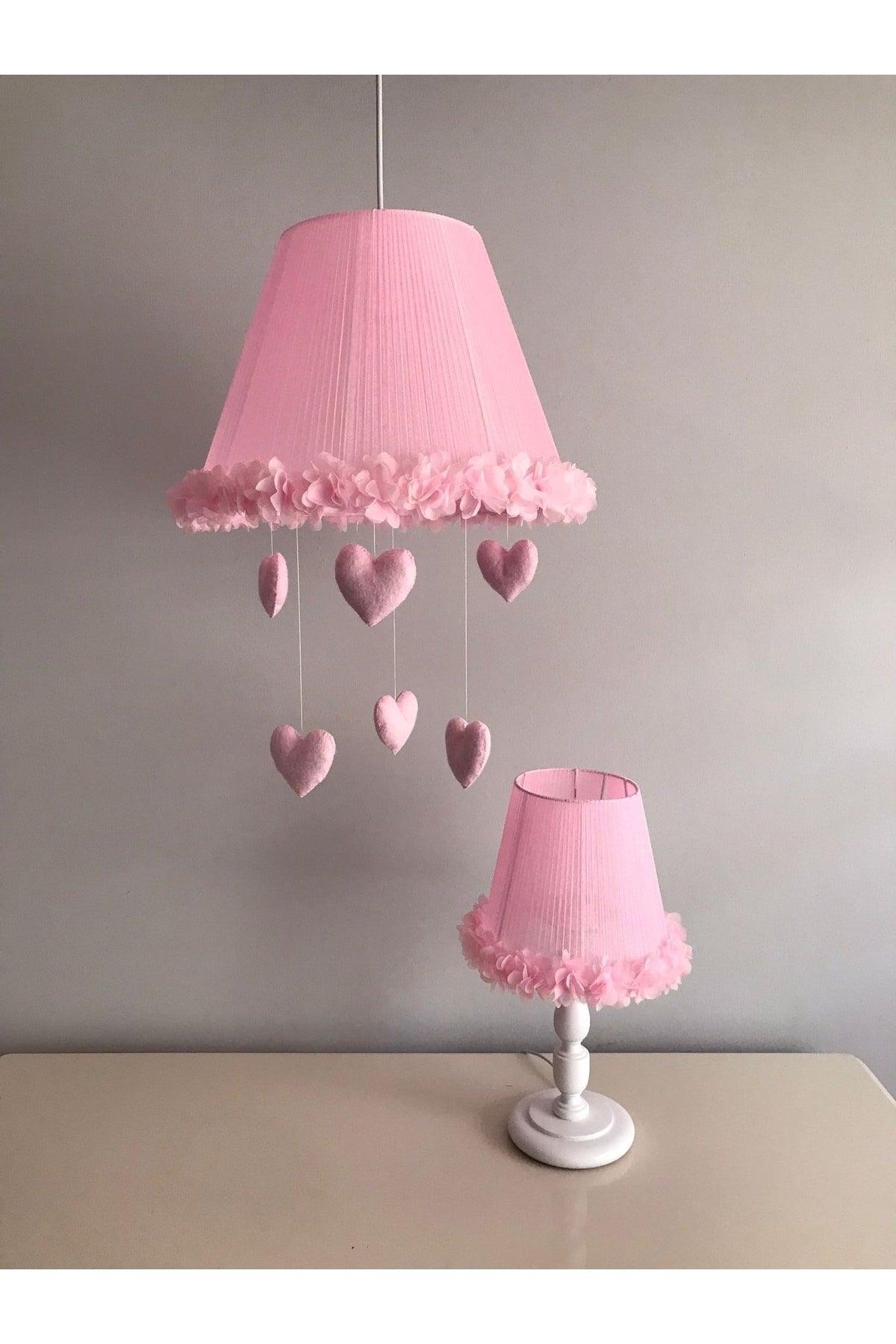 Baby Kids Room Chandelier Lampshade And Frame Pink Flower Pink Heart - Swordslife