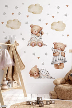 Baby Nursery Wall Sticker Set - Sleepy Bears Theme