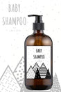 Baby Shampoo Labeled Amber Glass Bottle 500 Ml