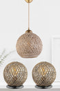 Balle Pendant Ball Chandelier And 2 Globe Lampshade Jute Beige Table Lamp - Swordslife