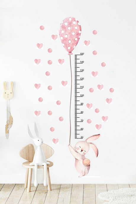 Bunny Height Meter Wall Sticker Set with Balloons - Swordslife