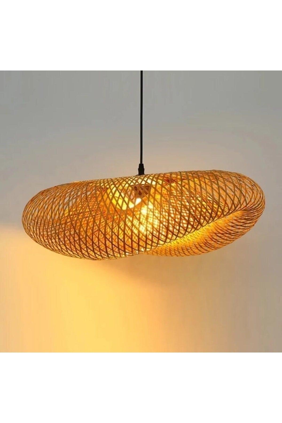 Bamboo Ellipse Pendant Lamp 80cm - Scandinavian, Modern, Bohemian, Rattan Lighting - Swordslife