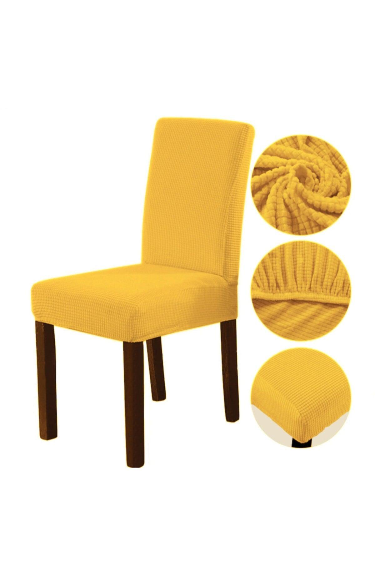 Bamboo Nano Fabric Lycra Washable Chair Cover Elastic Single Chair Cover - Mustard - Swordslife