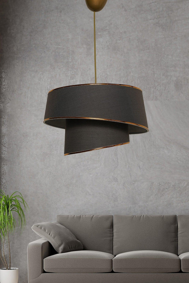 Baratte Single Pendant Anthracite Gold Mdrn-45 - Swordslife