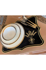 Başak Placemat Supla Set of 6 Velvet Black-gold - Swordslife