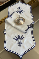 Başak Sırma Embroidered Runner 32*130 Cm Ecru-blue - Swordslife