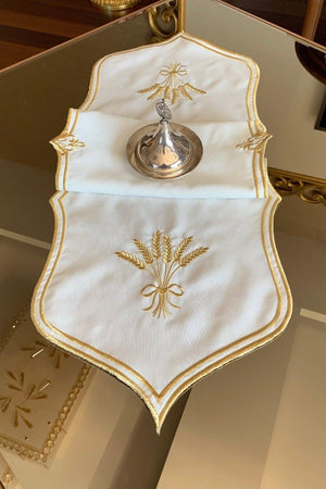 Başak Sırma Embroidered Runner 32*130 Cm Ecru-gold - Swordslife