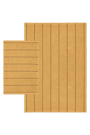Basic Stripe Natural Cotton Bathroom Rug Set