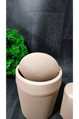 Bathroom Dustbin Wc Toilet Brush Acrylic Set of 2 Brown - Swordslife