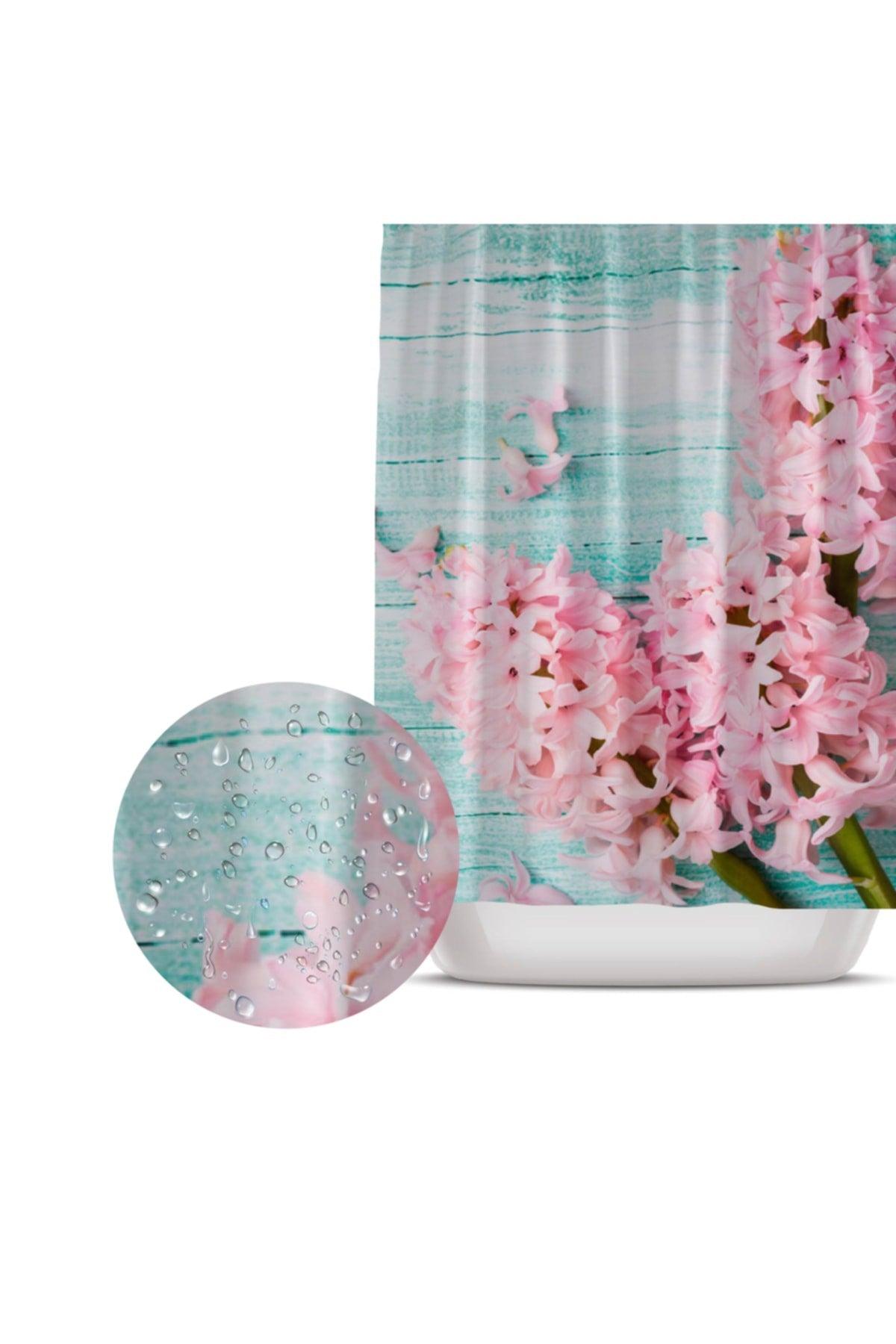 Bathroom Shower Curtain-lilac Flower Pattern Bathroom