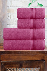 Bath Towel Set Hand Face Body Towel 4 Pieces Extra Soft Towel Set Pink - Swordslife