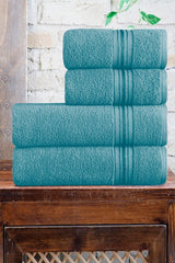 Bath Towel Set Hand Face Body Towel 4 Pieces Extra Soft Towel Set Turquoise - Swordslife