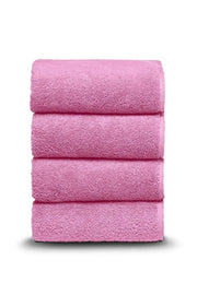 Bath Towel Set Hand Face Towel 4 Pieces Extra Soft Towel Set 50x90 Cm Pink - Swordslife
