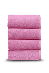 Bath Towel Set Hand Face Towel 4 Pieces Extra Soft Towel Set 50x90 Cm Pink - Swordslife