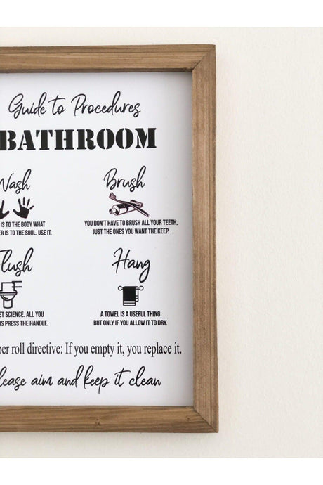 Bathroom Procedure Bathroom Guide To Procedures Wooden Frame - Swordslife