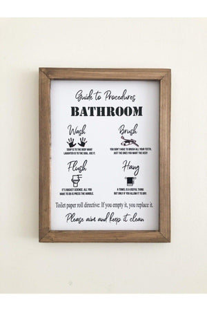 Bathroom Procedure Bathroom Guide To Procedures Wooden Frame - Swordslife