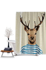 Bathroom Shower Curtain-single Wing Shower Curtain, Digital Printed Luxury Bathtub Curtain Deer Pattern Shower Curtain - Swordslife