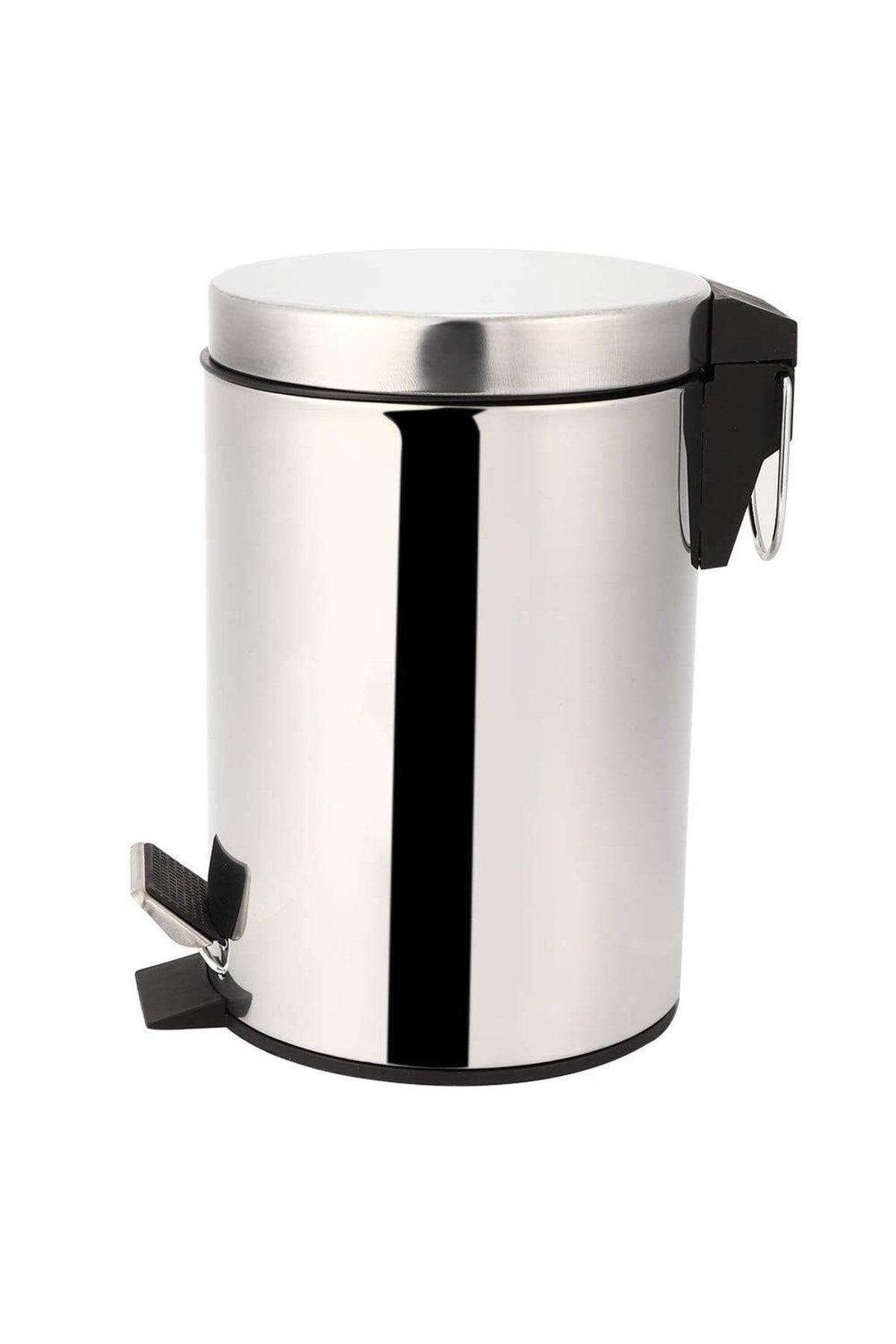 Bathroom Toilet Balcony Kitchen, Pedal Stainless Metal Dustbin 3 Liter Fma08400 - Swordslife