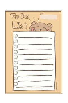 A5 Brown Bear Print To-Do List Notebook with Cardboard Back Cover
