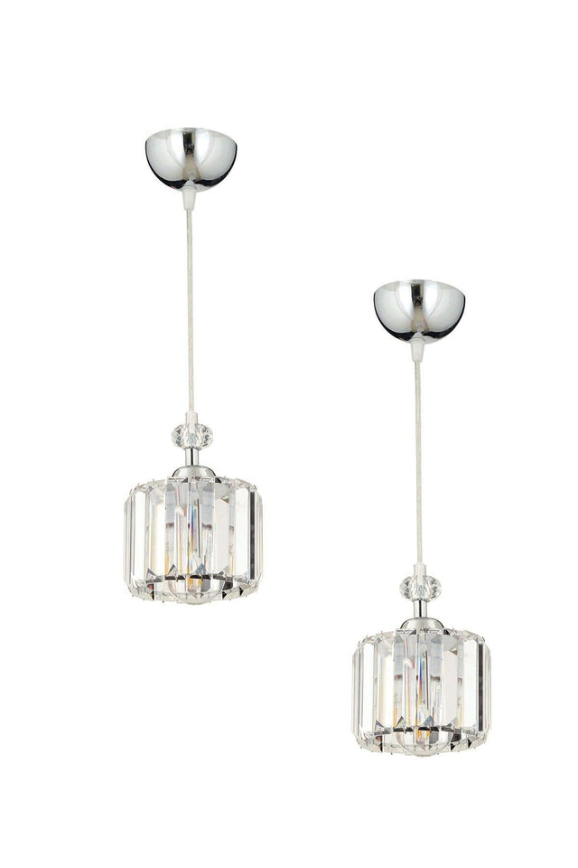 Saka Single Chrome 2 Piece Stone Chandelier Set - Swordslife