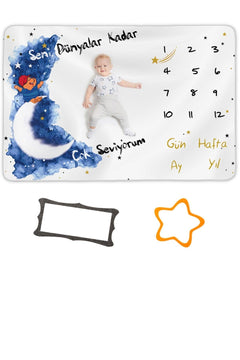 Soft fleece baby memory blanket with star and rectangle felt frames