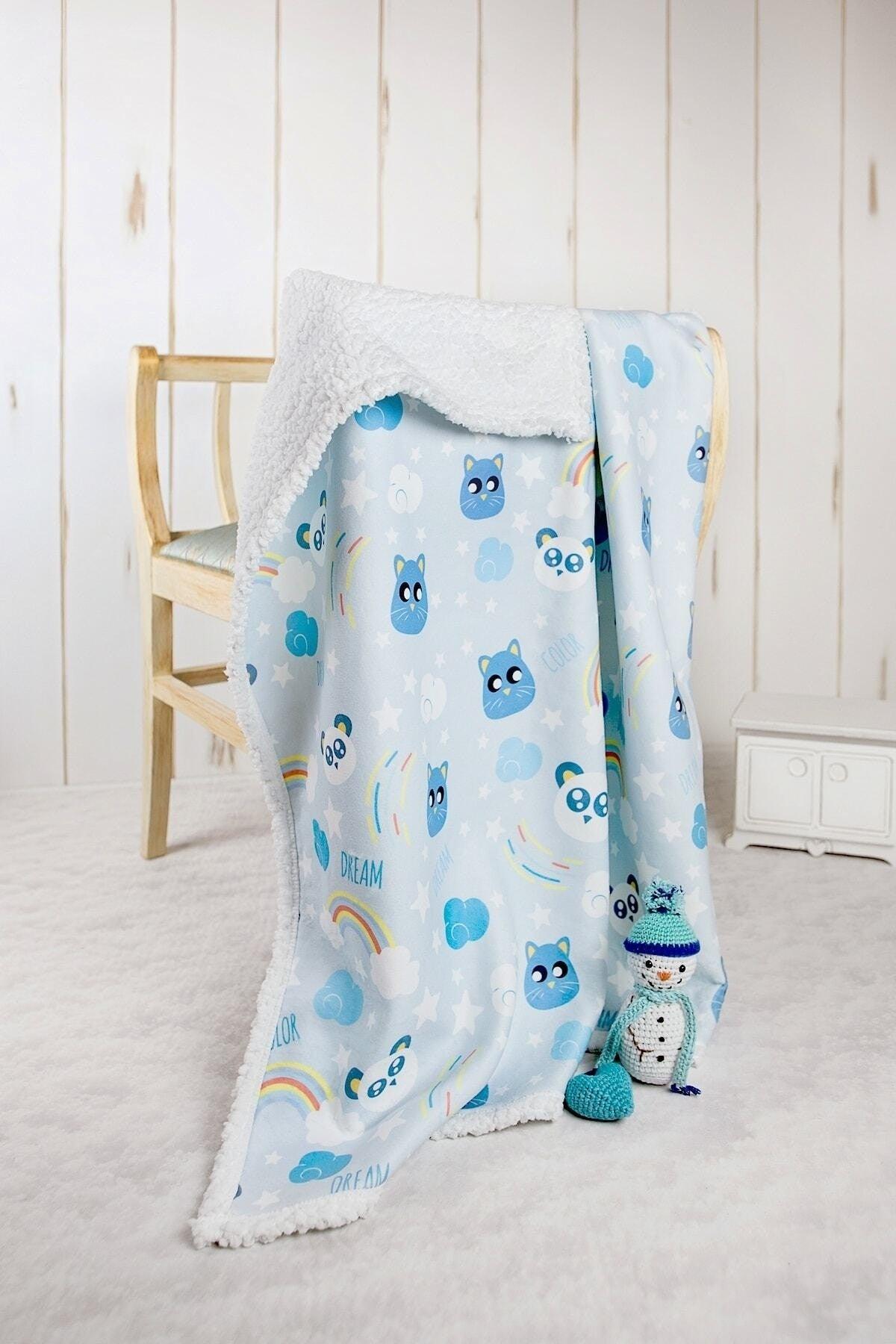 Baby White Blue Dream Fluffy Blanket 80x100 cm - Swordslife