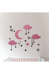 Wooden Sky Composition Wall Decor For Baby Room Pink-black - Swordslife