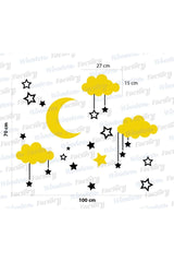 Wooden Sky Composition Wall Decor For Baby Room In Yellow-Black Colors - Swordslife