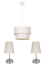 Bedroom Lighting Set Cream-Chrome Legs - Swordslife