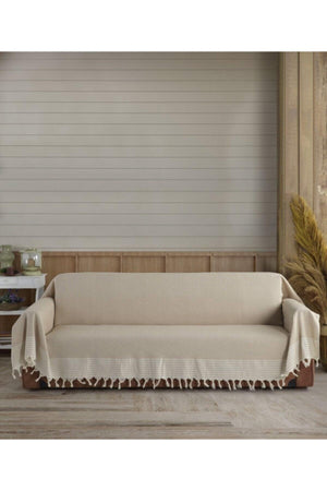 Organic Buldan Cloth Covering Beige Arms Oversized 180x300 Cm Sofa Sofa Sofa Cover Cotton - Swordslife
