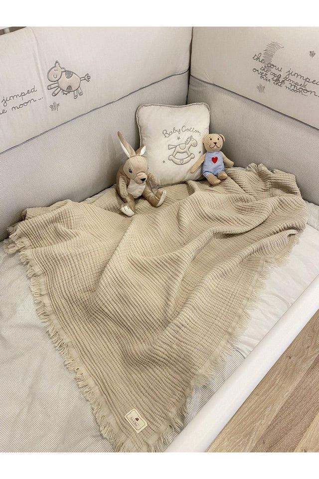 Beige Cotton 4-Ply Muslin Blanket 110x120cm - Swordslife