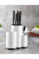 Counter Top Divided Spoon Knife Stand - Cutlery Knife Holder Organizer White - Swordslife