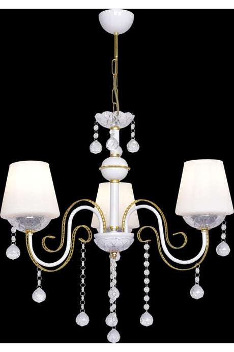 Berfin Triple White Yellow Special Static Painted Stainless Gold Stone Chandelier - Swordslife