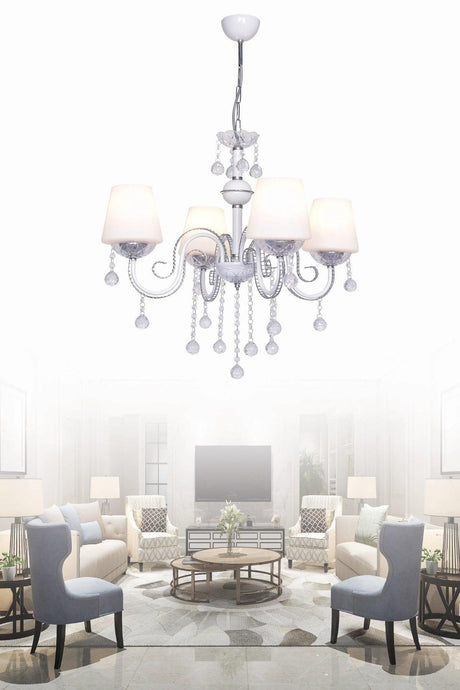 Berfin 4-Set White Chrome Special Static Painted Stainless Stone Chandelier - Swordslife