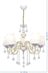 Berfin 5 Piece White Yellow Special Static Painted Stainless Gold Stone Chandelier - Swordslife