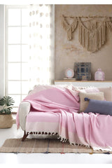 Bergama Pink Buldan Sofa Cover 170 X 210 Cm Throw Throw Sofa Sofa Bed Cover Cotton Throw - Swordslife