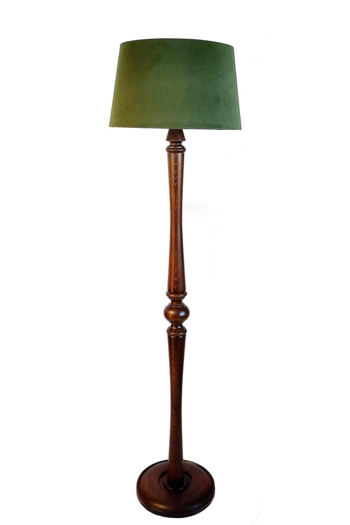 Beta Lathe Leg Series Wooden Floor Lamp (Green- Dark Walnut) - Swordslife