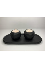 Concrete Handmade Black Candle Holder Set - Swordslife