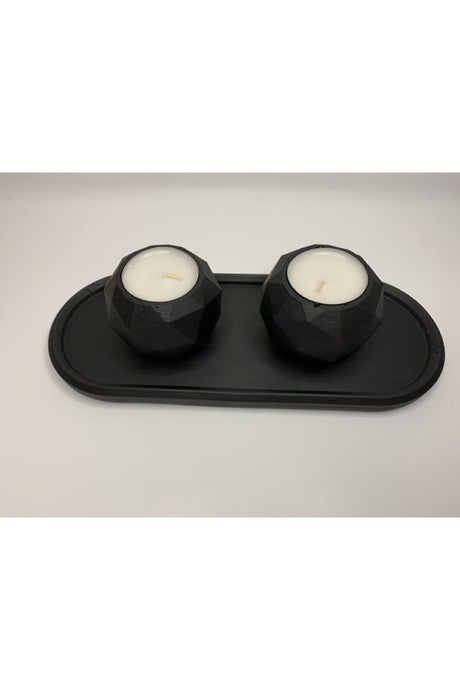 Concrete Handmade Black Candle Holder Set - Swordslife