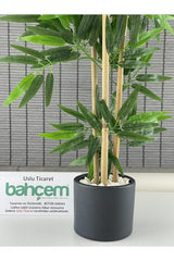 Artificial Dense Leaf Decorative Bamboo Tree With Concrete Pot 3 Trunks 110cm - Swordslife