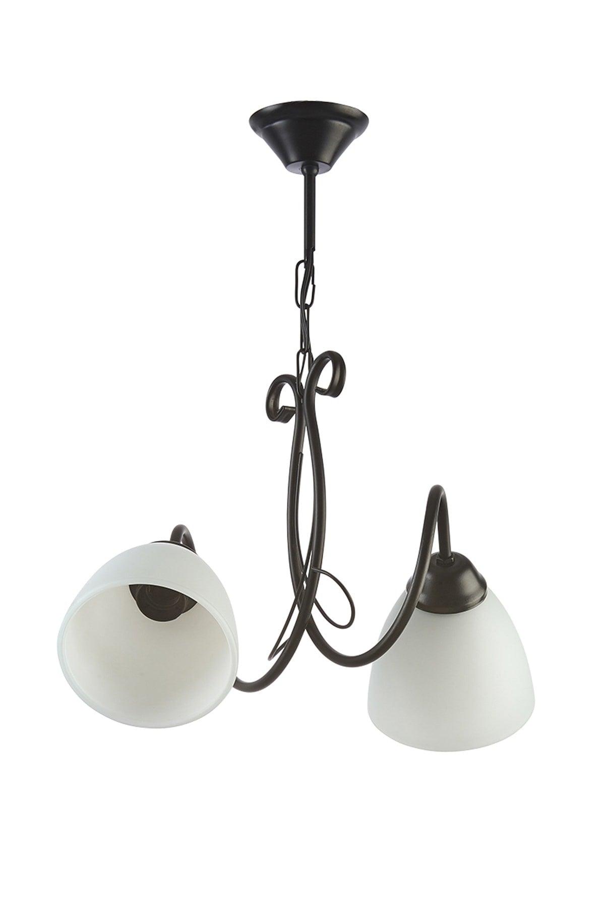 Betül Modern Black Color White Glazed Salon - Küche - Schlafzimmer 2 Li Kronleuchter - Swordslife