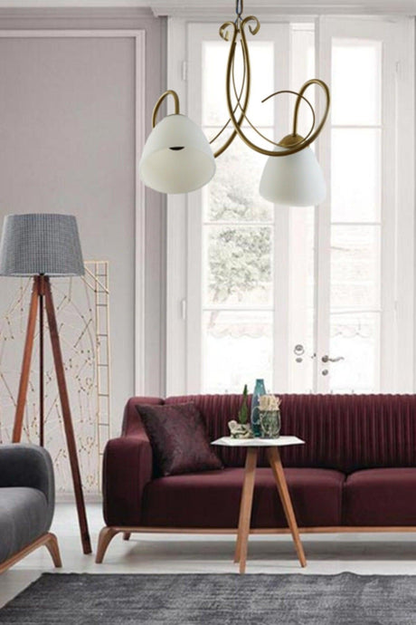 Betül Modern Tumbled Color Case White Opal Glass Double Chandelier - Swordslife