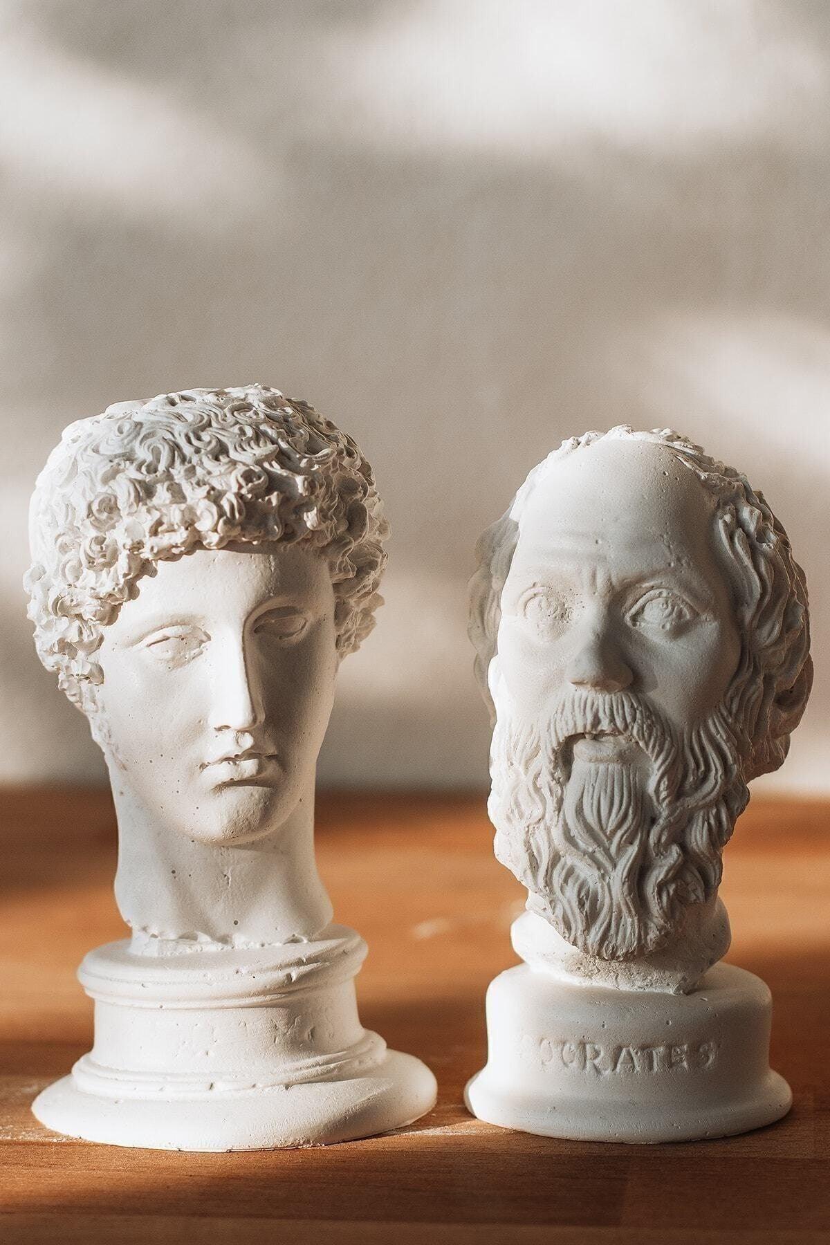 White Hermes + Socrates 2-Piece Sculpture Bust - Swordslife