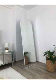 White Metal Framed Leg Oval Full Length Mirror 180*60 Cm - Swordslife