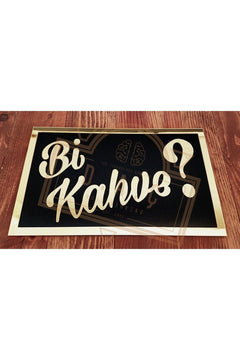 Gold mirrored wall decor with coffee lettering 25x16 cm