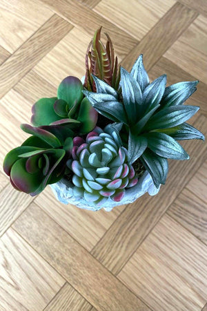 Large Helen Head Concrete White Pot Artificial Succulent Arrangement - Swordslife