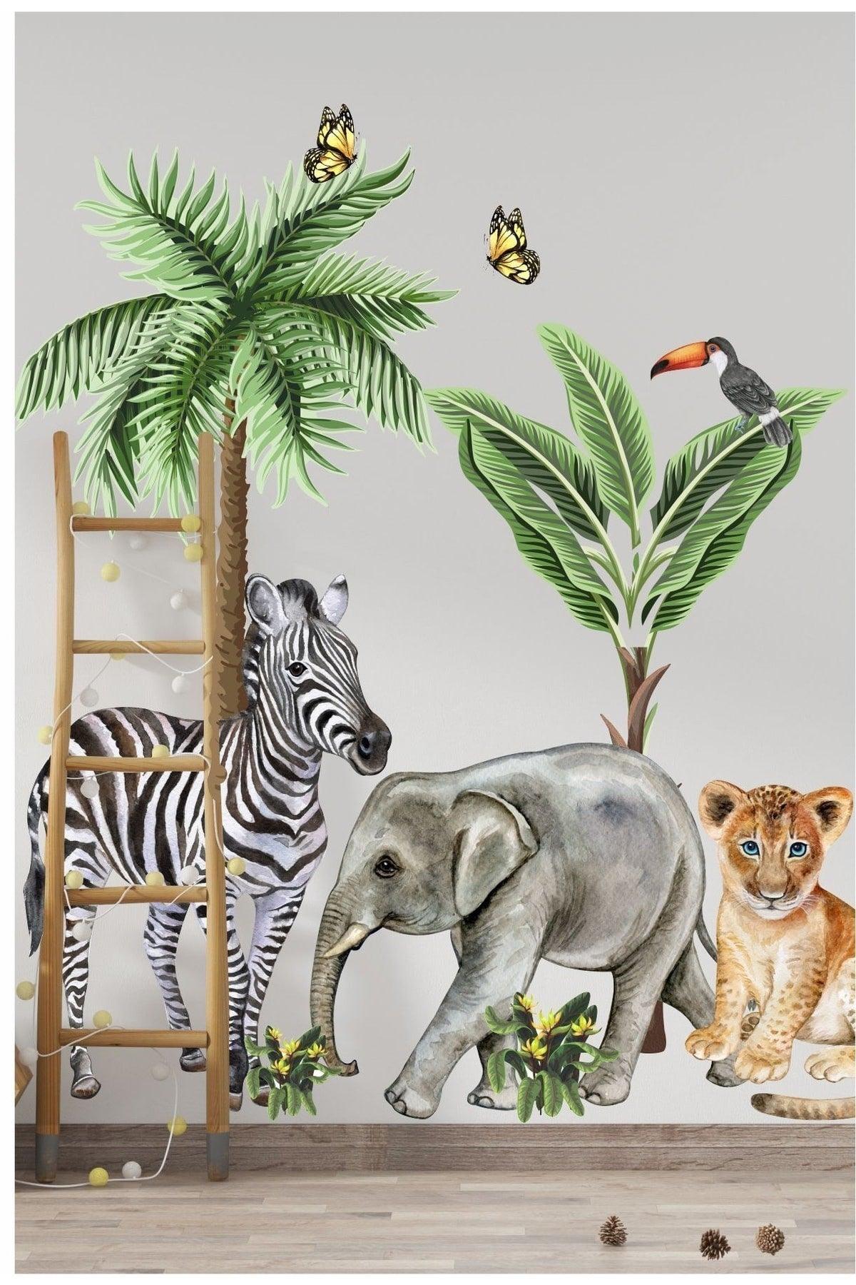 Large Size African Adventure Kids Room Wall